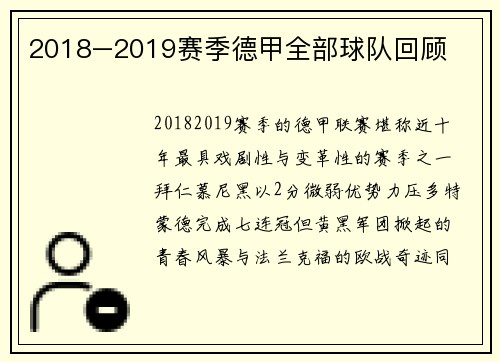 2018–2019赛季德甲全部球队回顾