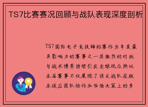 TS7比赛赛况回顾与战队表现深度剖析